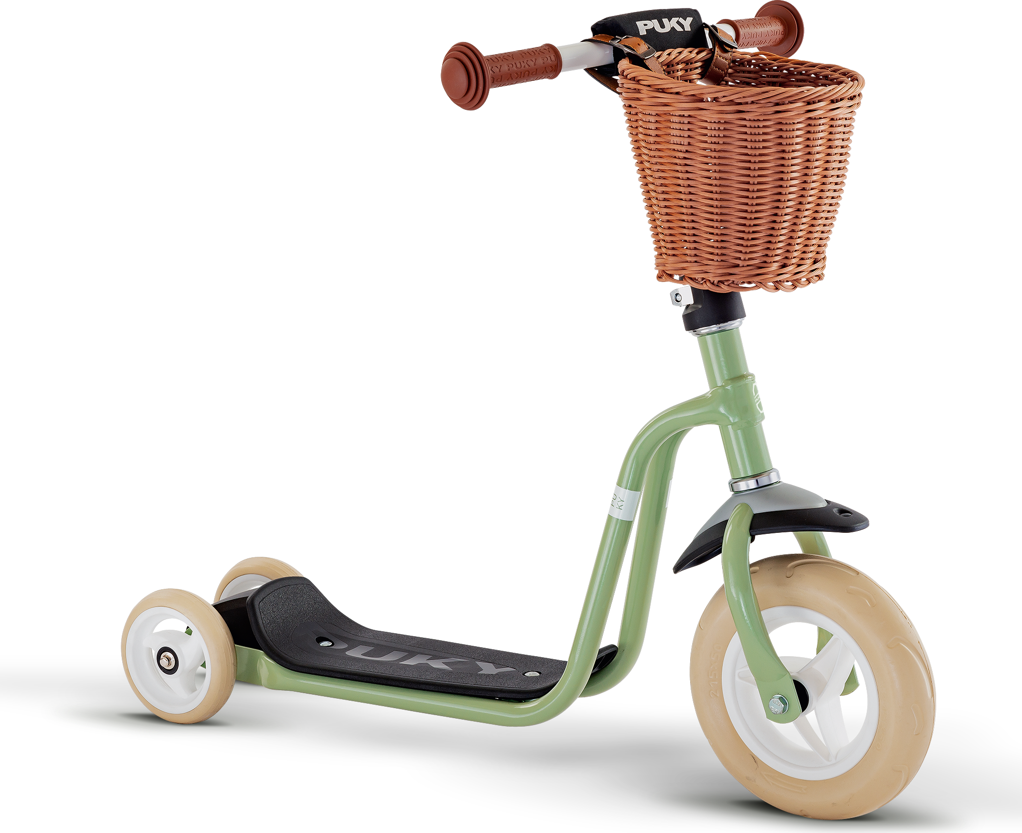dreirad, kinderroller, korb, grün, große vorderradgröße, 