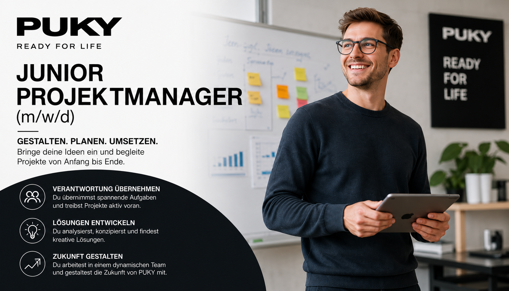 Job, Poster, Office, Man, Tablet, 