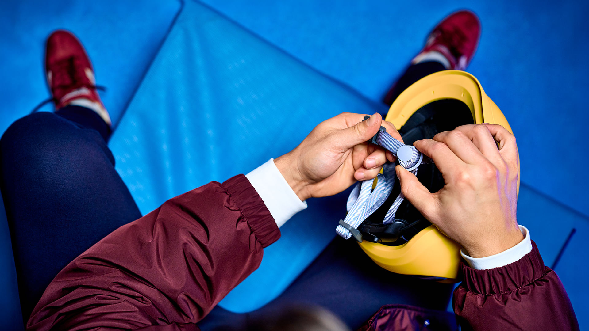 helmet, safety, headgear, gelber helmet, gurtung, 