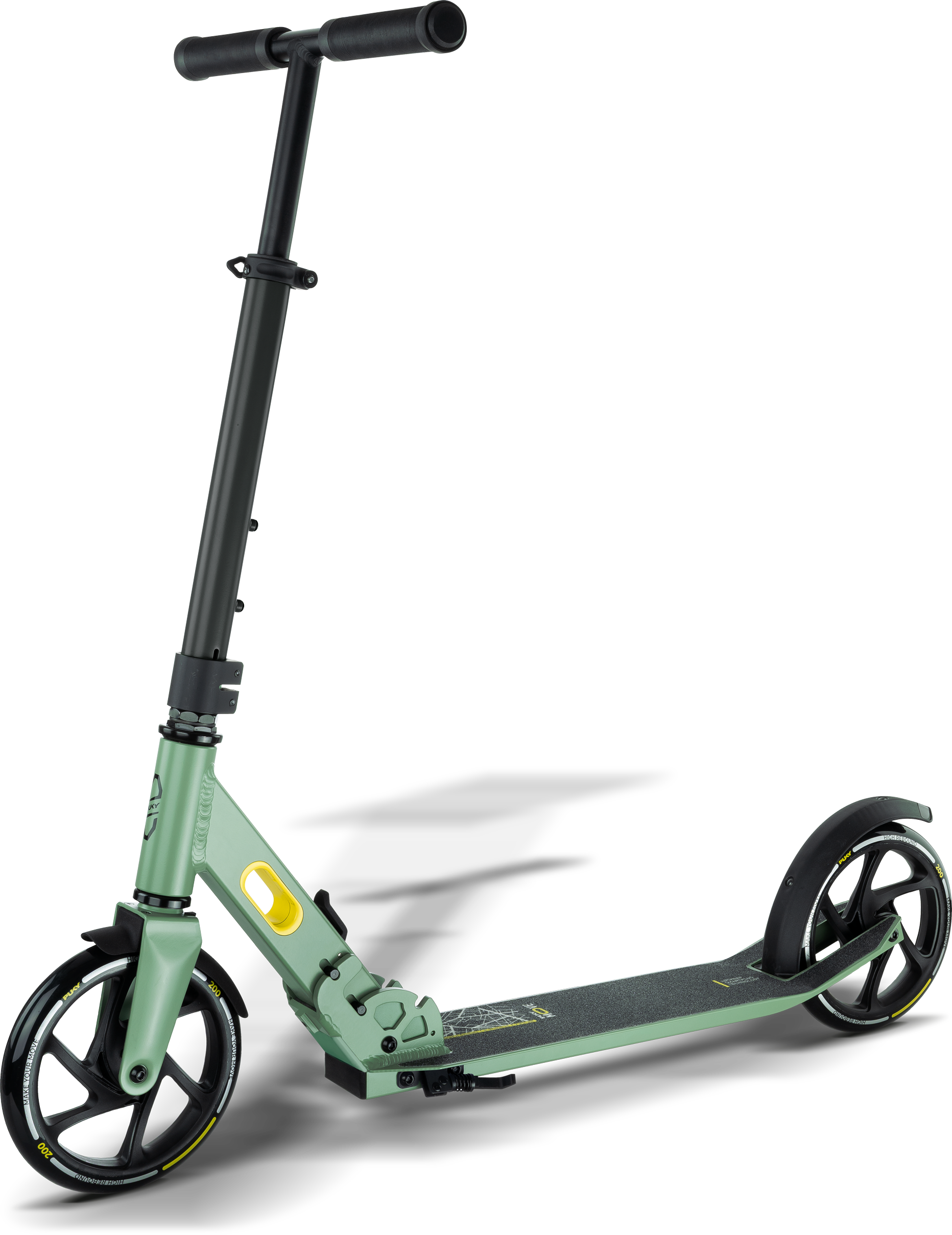 kick scooter, foldable, green, three-wheel?, not identifiable, 