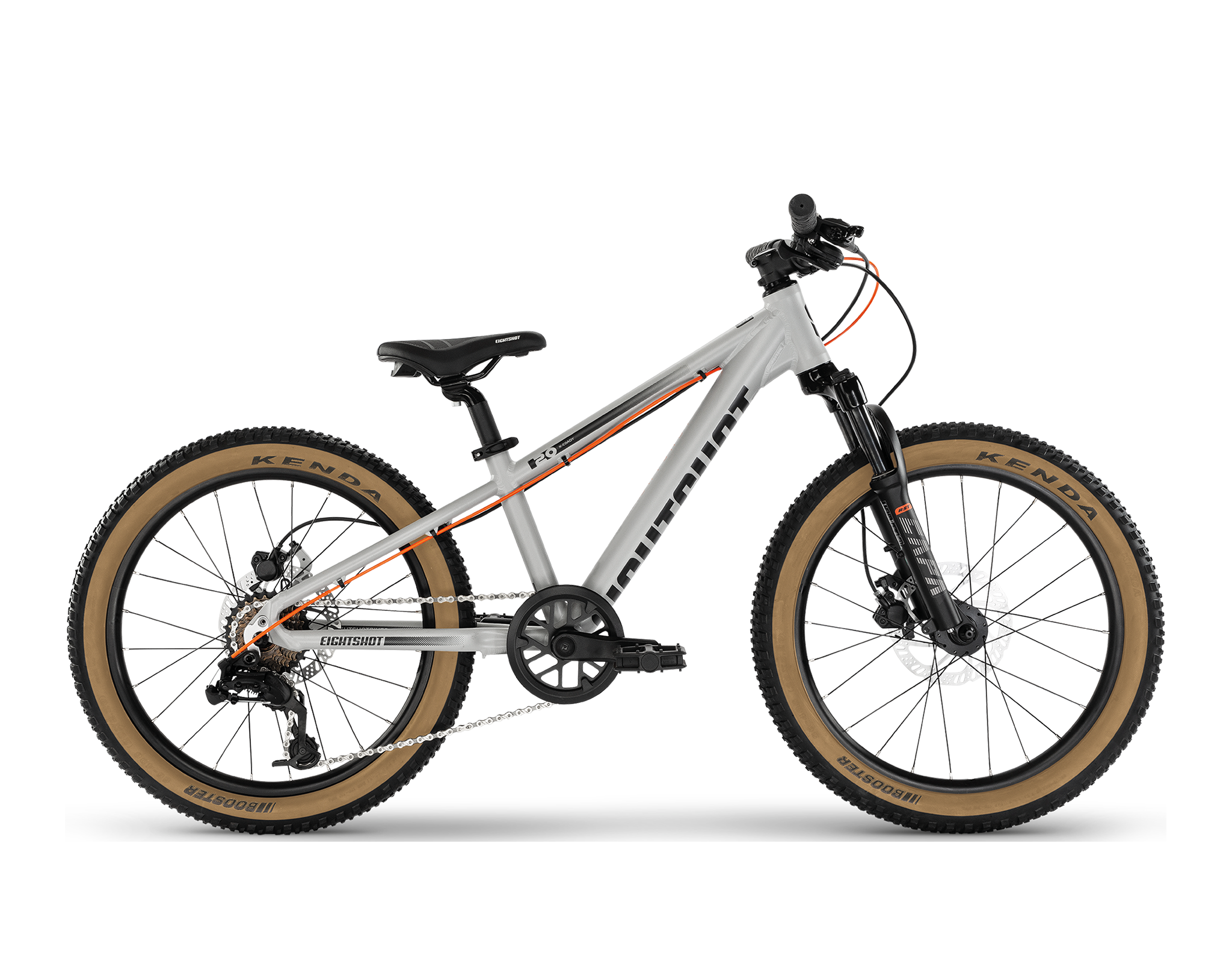 Mountainbike, Aluminiumrahmen, grauer Rahmen, Knobby-Reifen, Scheibenbremsen, 