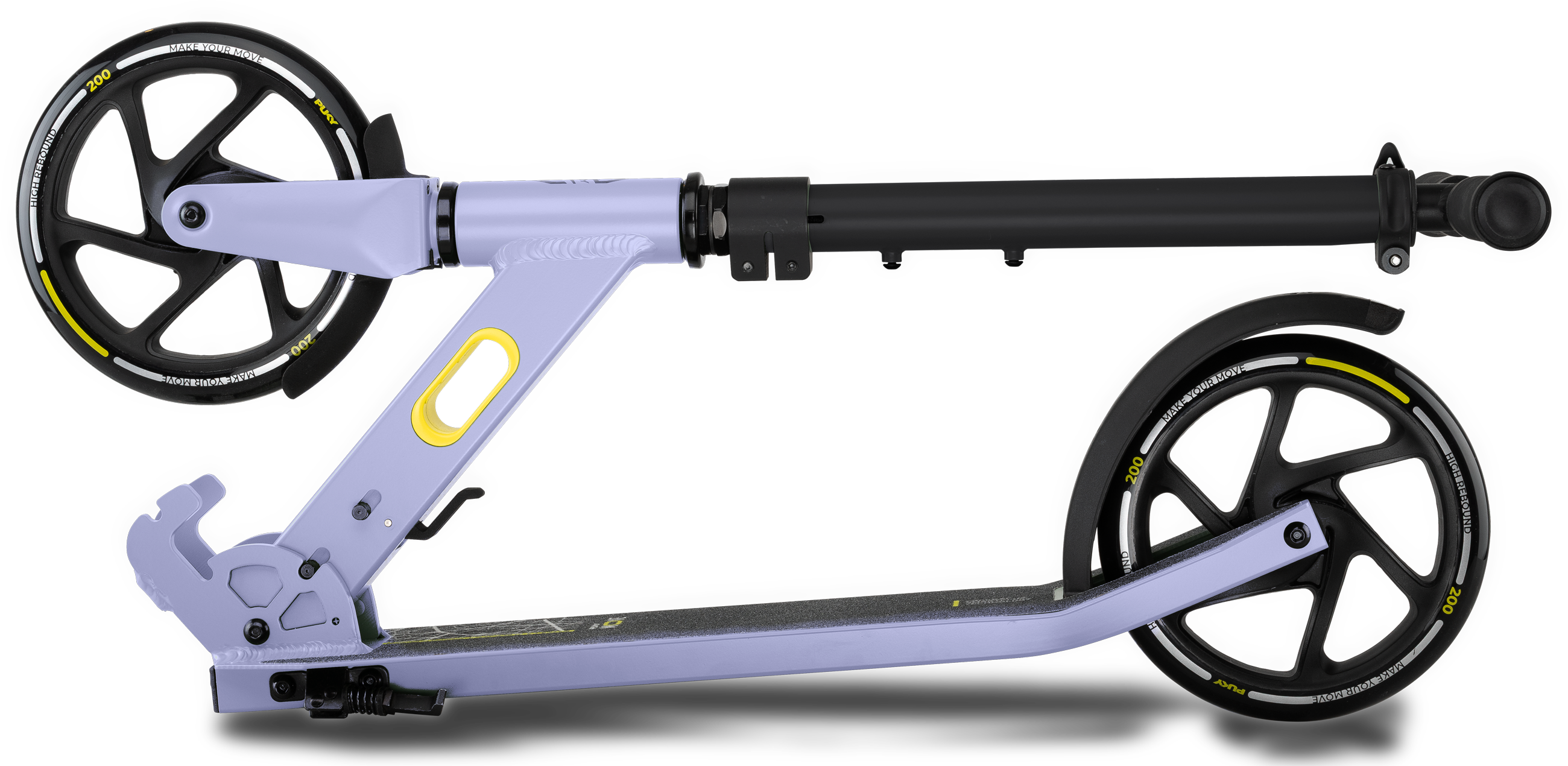 Falkor Scooter, Foldable Scooter, Zweirad Transport, Lila Rahmen, Vorderrad Ring, 