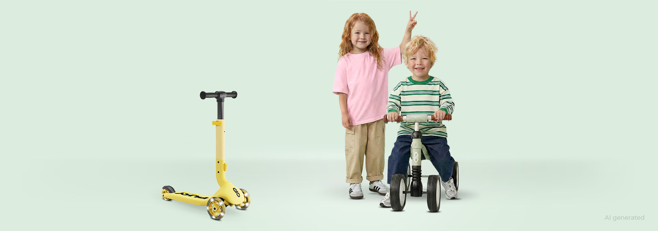 Spielzeug, Roller, Kinderfahrzeug, Scooter, Kinderfahrzeug?, kick-Scooter, gelbe Scooter, Dreirad-Scooter, Kinder Scooter, stehendes Scooter, 