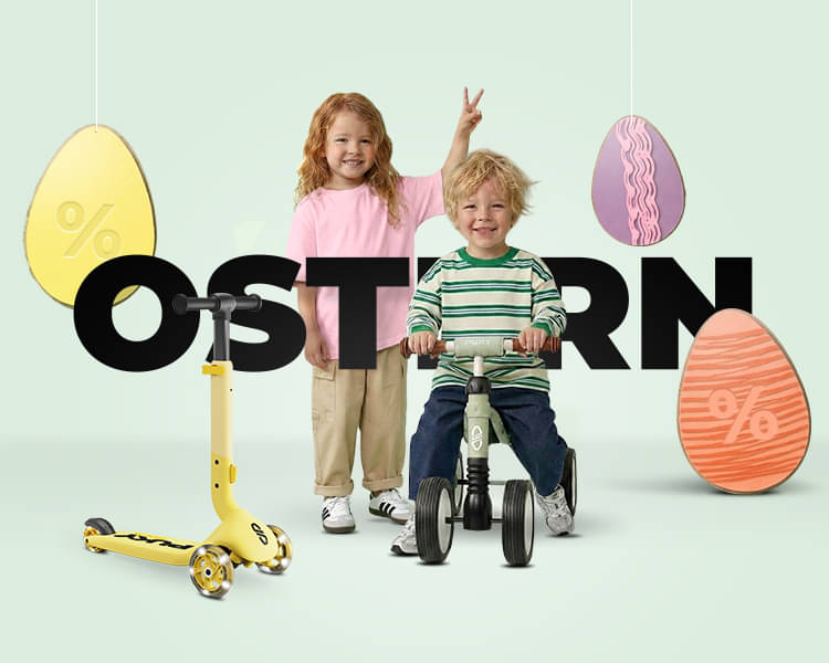 Kinder, Scooter, Laufrad, Ostern, Eier, 