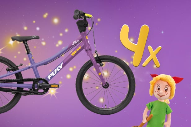 Kinderfahrrad, BMX, dunkelviolett, Stahlrahmen, 4x Spielzeug, 
