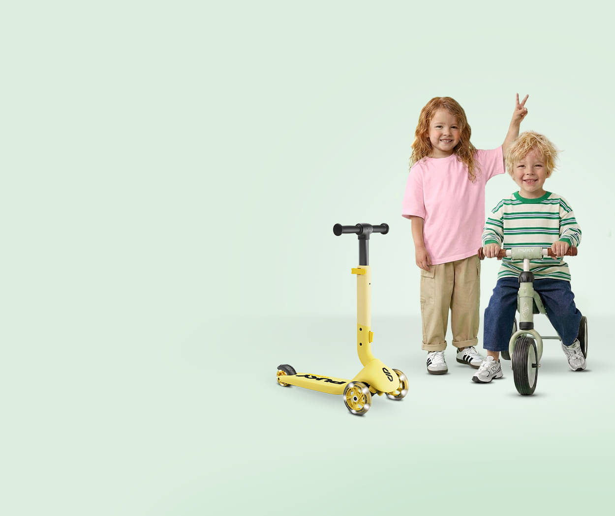 Kinderspielzeug, Scooter, Dreirad, Gelb, Kinderbalance, 