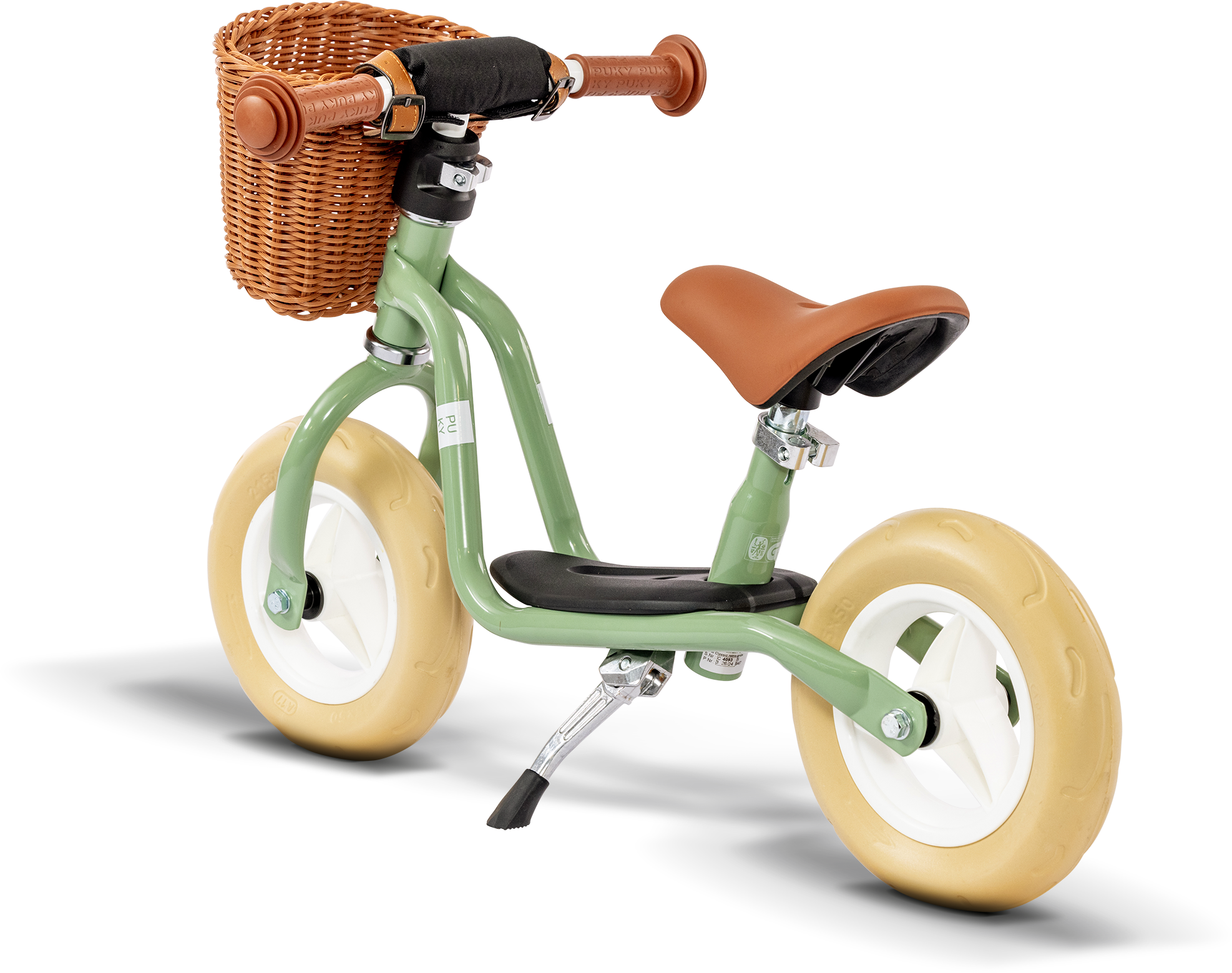 Kinderfahrrad, Waldwagent, Korbkorb?, Sattelbraun, Gummirollen, 