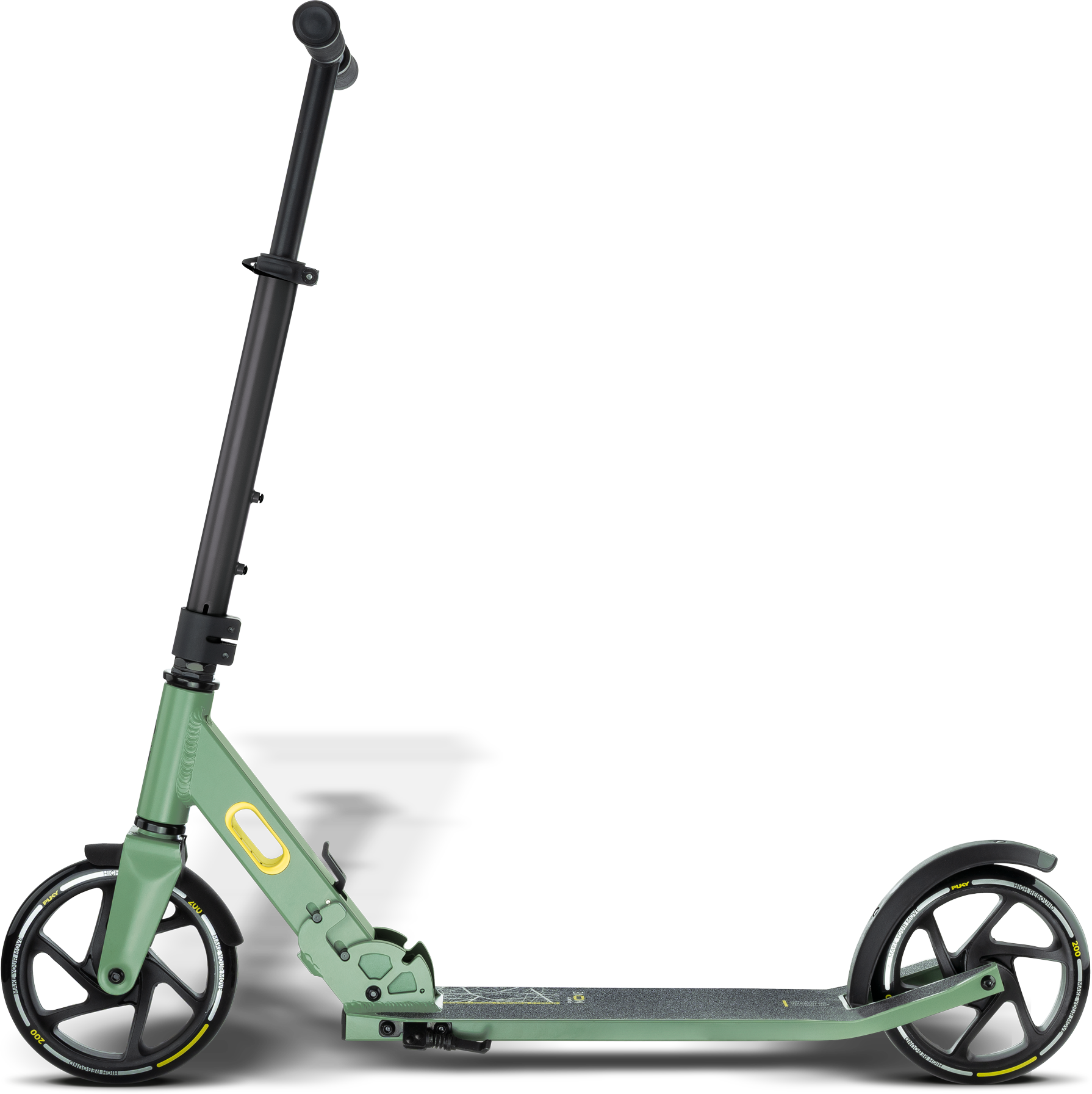 Tretroller, Klappbar, Gummi-Laufräder, Grün, Deck, 
