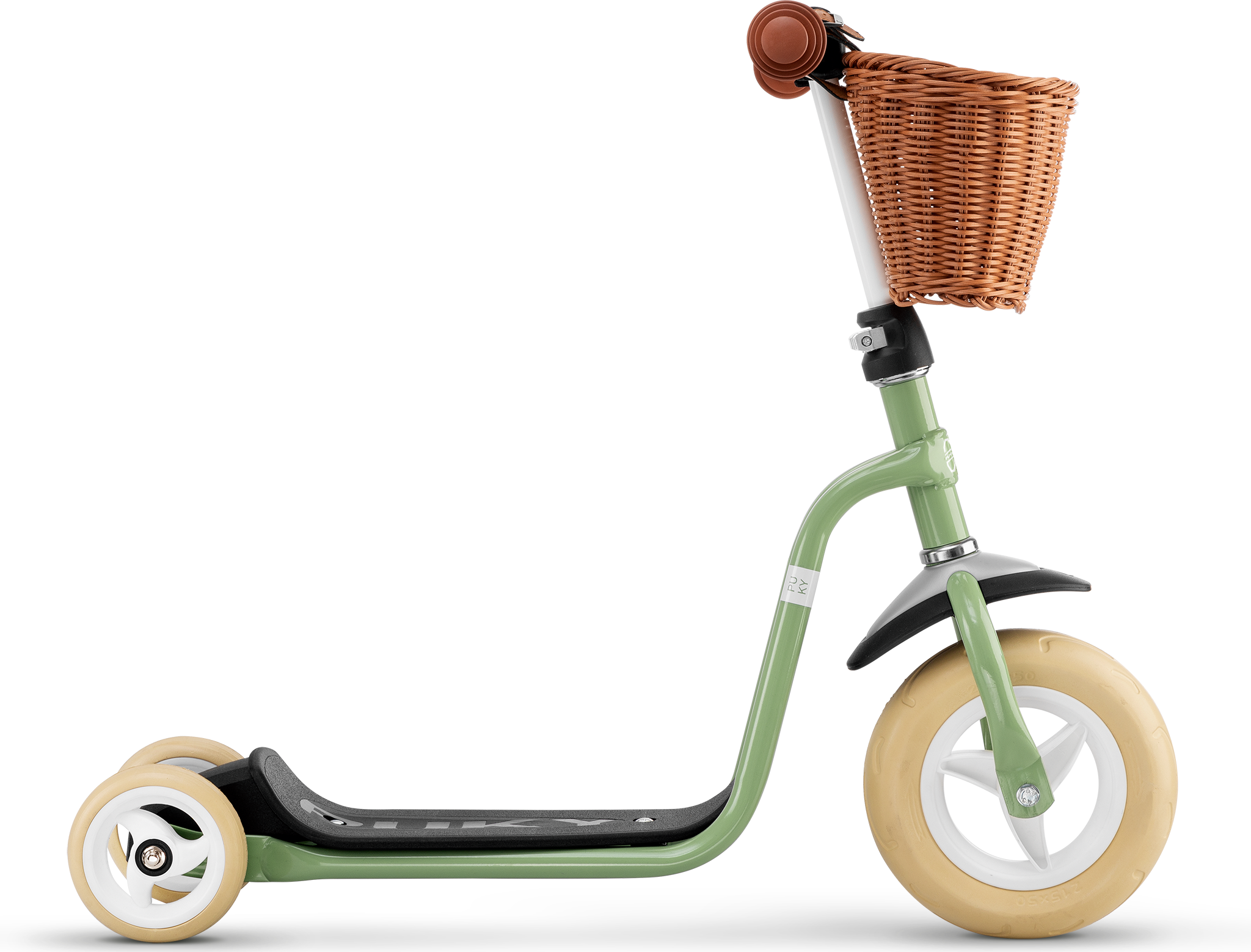 Kinderroller, Scooter, Holzwoven Basket, Grün, Großreifen, 