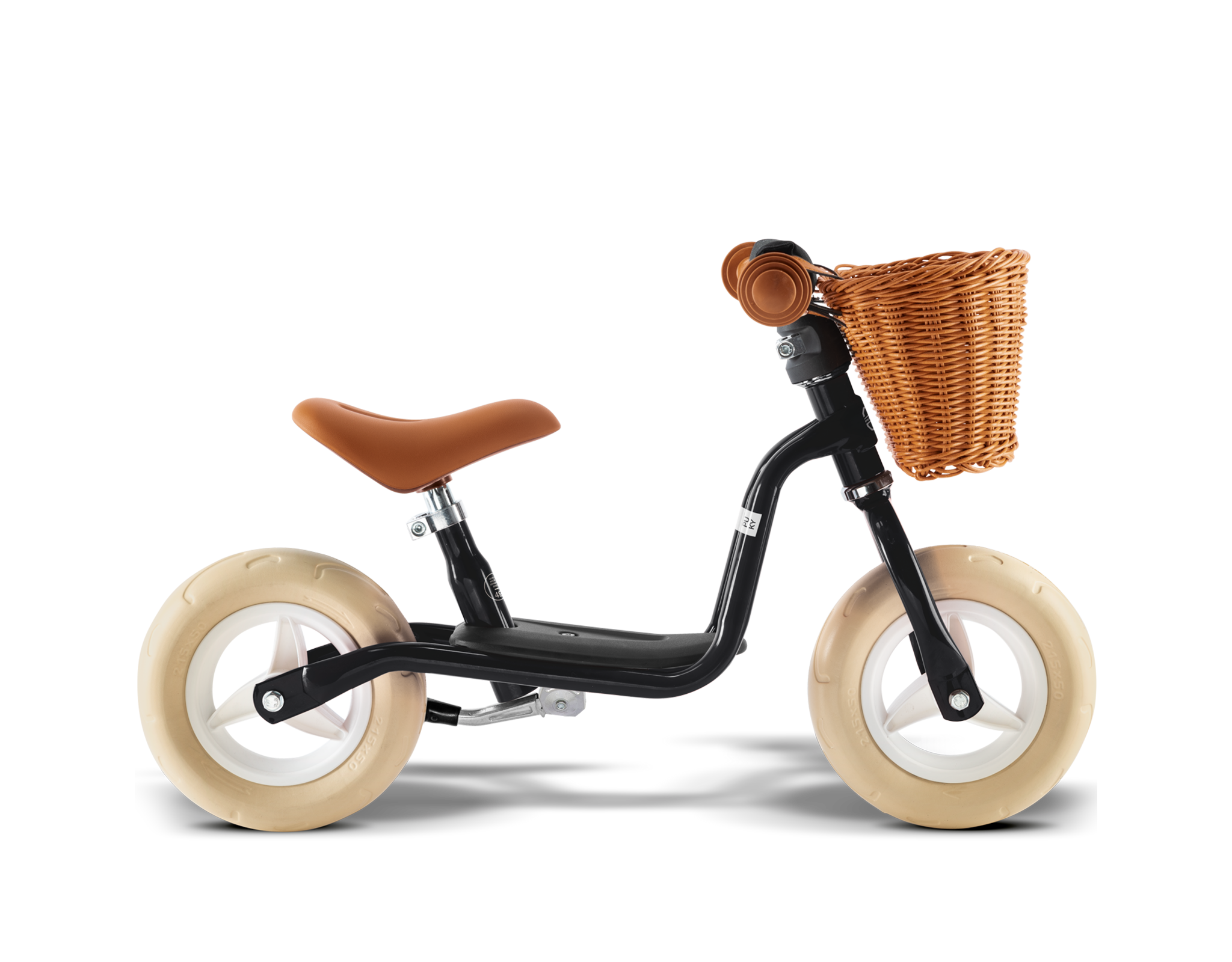 Kinderfahrzeug, Laufrad, Basket, Sattel braun, Holzwinkelreifen, 
