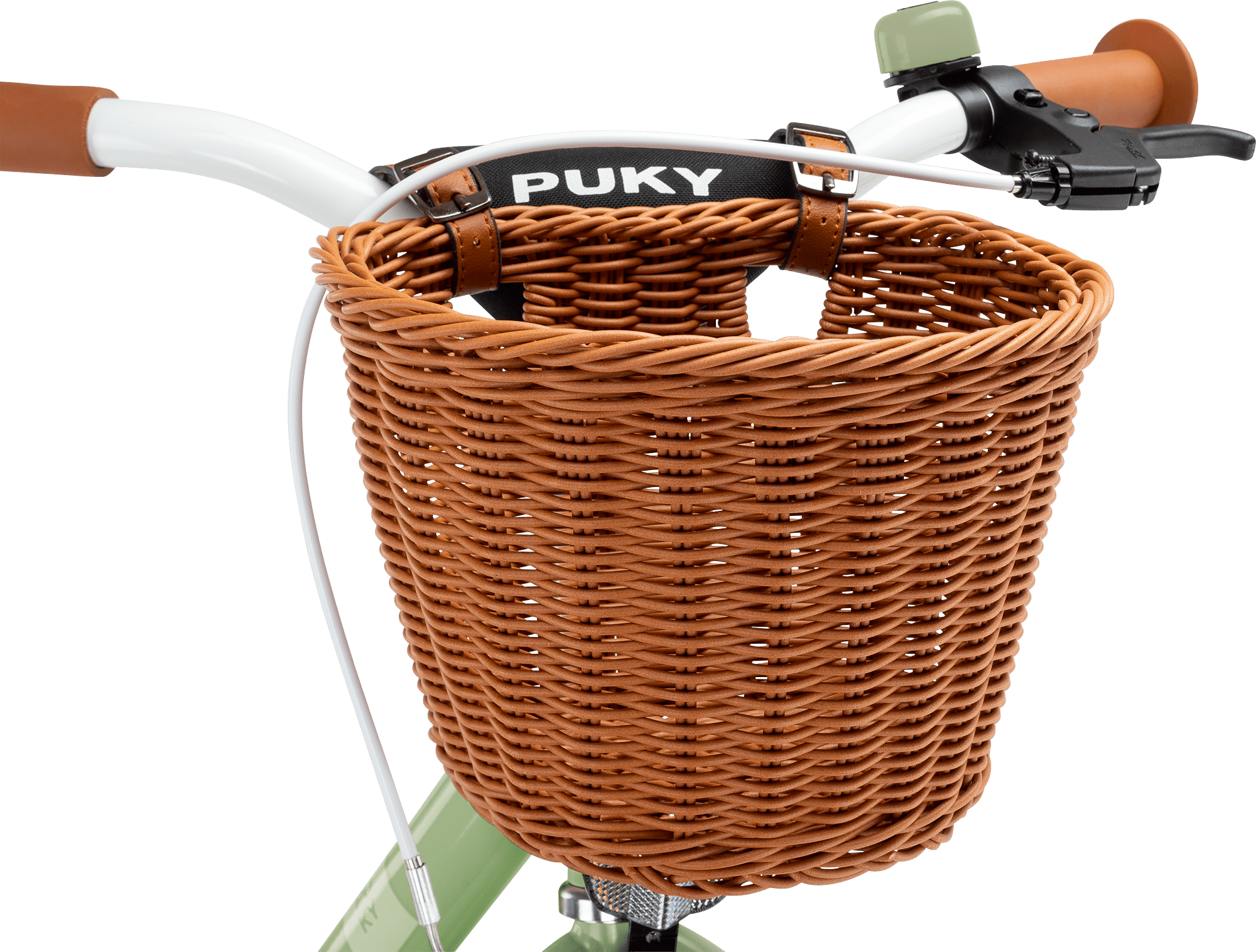 korb, Fahrradkorb, gewebt, Rattan, grünes Fahrrad, 
